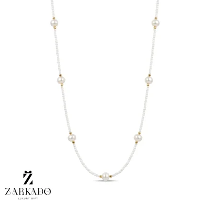 چوکر مروارید پرورشی و میوکی سفید با گوی البرنادو