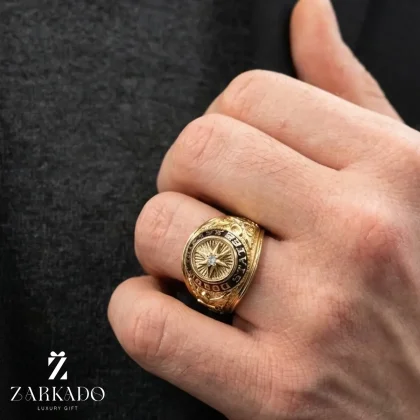 انگشتر طلا مردانه طرح ستاره قطبی