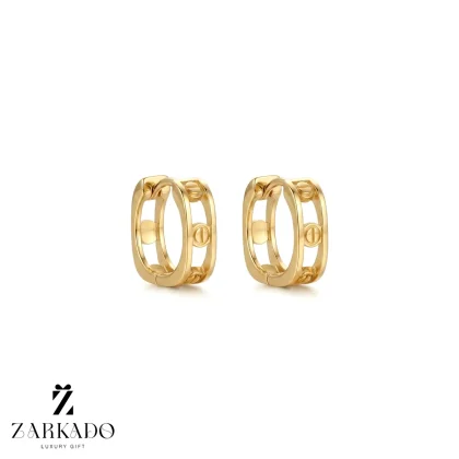 گوشواره حلقه ای طلا توخالی طرح کارتیه لاو LOVE