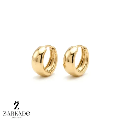 گوشواره حلقه ای طلا طرح هاگی آینه ای کونیک