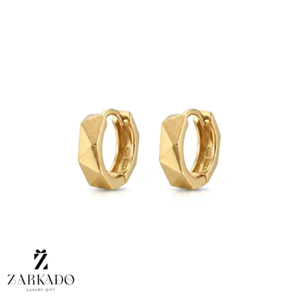 گوشواره حلقه ای طلا طرح هندسی مات و اینه ای
