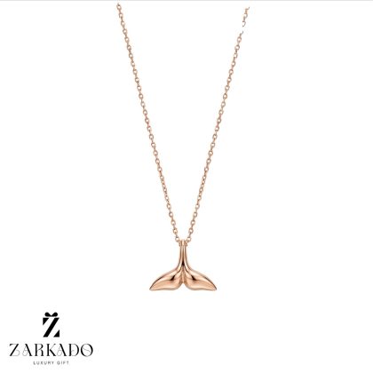 پلاک زنجیر طلا طرح دم وال آبکاری رزگلد