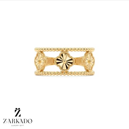 انگشتر ونکلیف تراش طلا طرح 3 گل