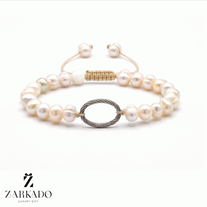 دستبند مرواریدی و طلا طرح بیضی دیوید یورمن