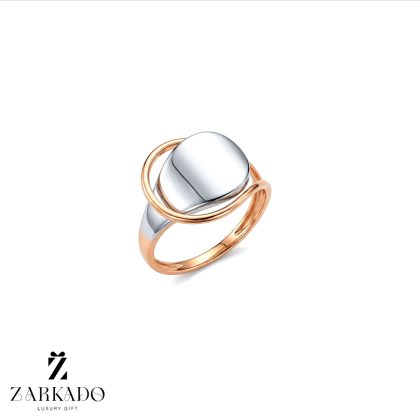 انگشتر طلا طرح هندسی دو رنگ سفید زرد