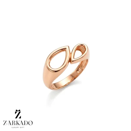 انگشتر طلا طرح اشک دو طرفه رزگلد