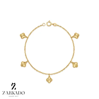 دستبند زنجیری طلا با آویزهای ونکلیف