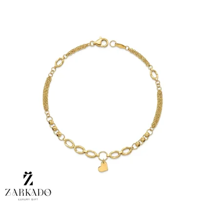 دستبند زنجیری طلا با قلب و زنجیر