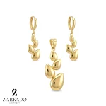 نیم ست دو تکه گوشواره و پلاک طلا طرح اشکی