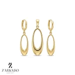 نیم ست دو تکه گوشواره و پلاک طلا طرح بیضی