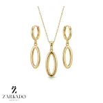 نیم ست دو تکه گوشواره و پلاک طلا طرح بیضی