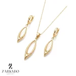 نیم ست دو تکه گوشواره و پلاک طلا طرح برگ