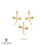 نیم ست دو تکه گوشواره و پلاک طلا سنجاقک