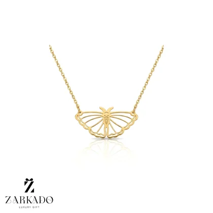 پلاک زنجیر طلا طرح پروانه لیزری