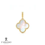 پلاک ونکلیف طلا با سنگ سفید صدفی