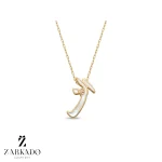 پلاک طلا حرف فارسی الف میناکاری سفید شاینی کد P10070