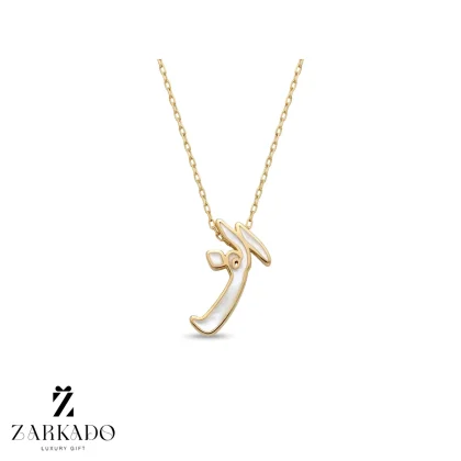 پلاک طلا حرف فارسی الف میناکاری سفید شاینی