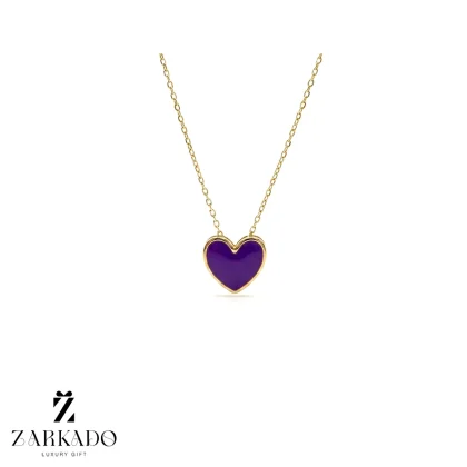 پلاک طلا طرح قلب میناکاری بنفش