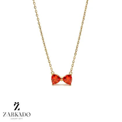 گردنبند طلا طرح پاپیون سنگی نارنجی