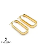 گوشواره حلقه ای طلا طرح مستطیل کشیده