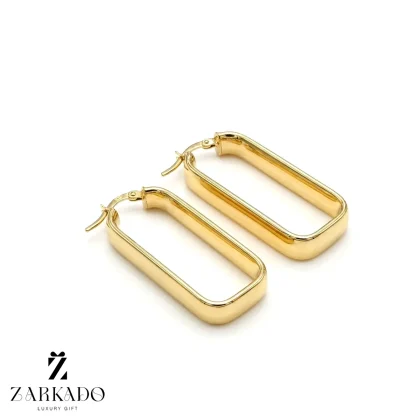 گوشواره حلقه ای طلا طرح مستطیل کشیده