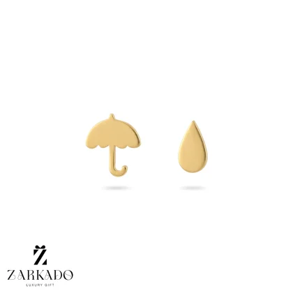 گوشواره میخی طلا طرح قطره و چتر